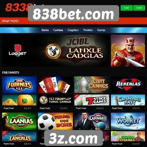 Variedade de jogos disponíveis em 838bet.com